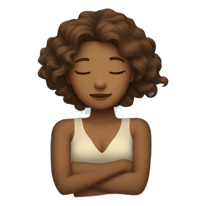 Girl with wavy brown hair sleep in the bed sticker