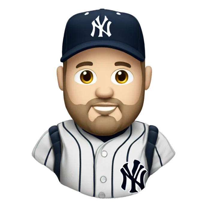 White chubby man with goatee with jersey of the New York Yankees  sticker