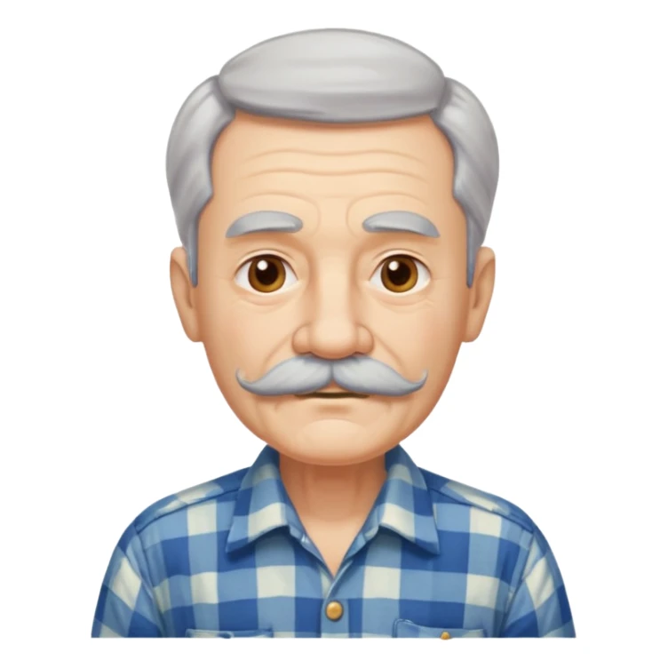 mustached elderly man with vintage shirt sticker
