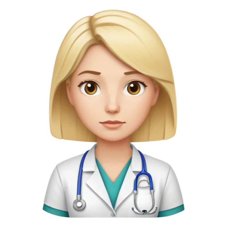 blonde female physical therapist with thoughtful expression, wearing professional medical attire sticker