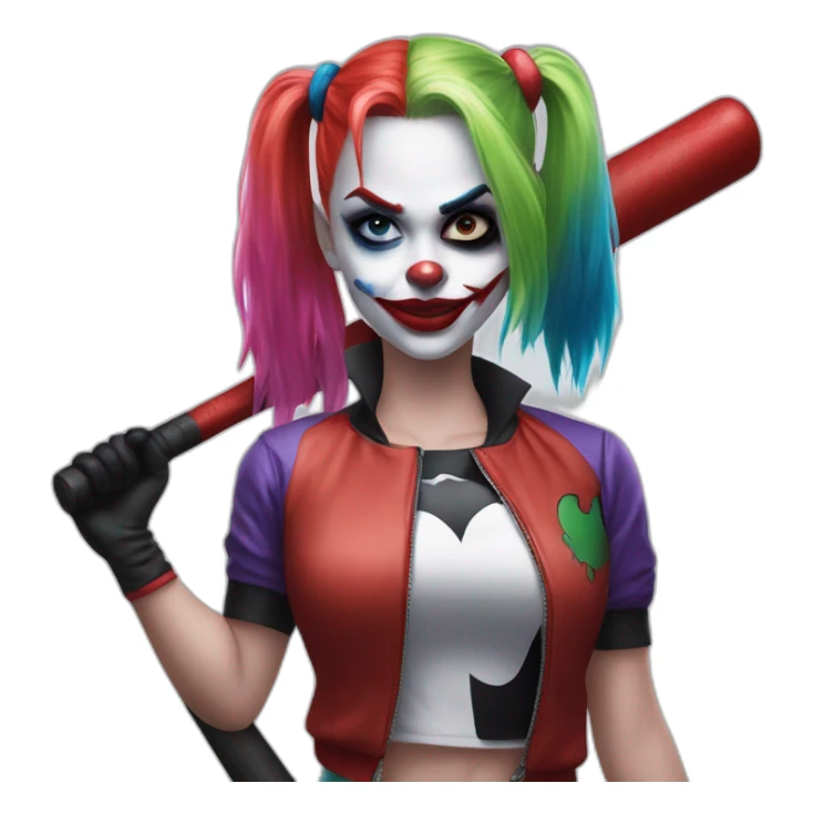 Harley Quinn with baseball bat and Joker sticker