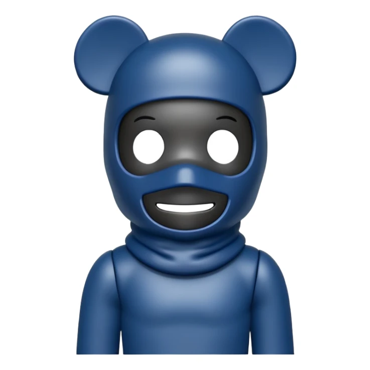 bearbrick figure with a dark blue balaclava mask, simple and elegant sticker