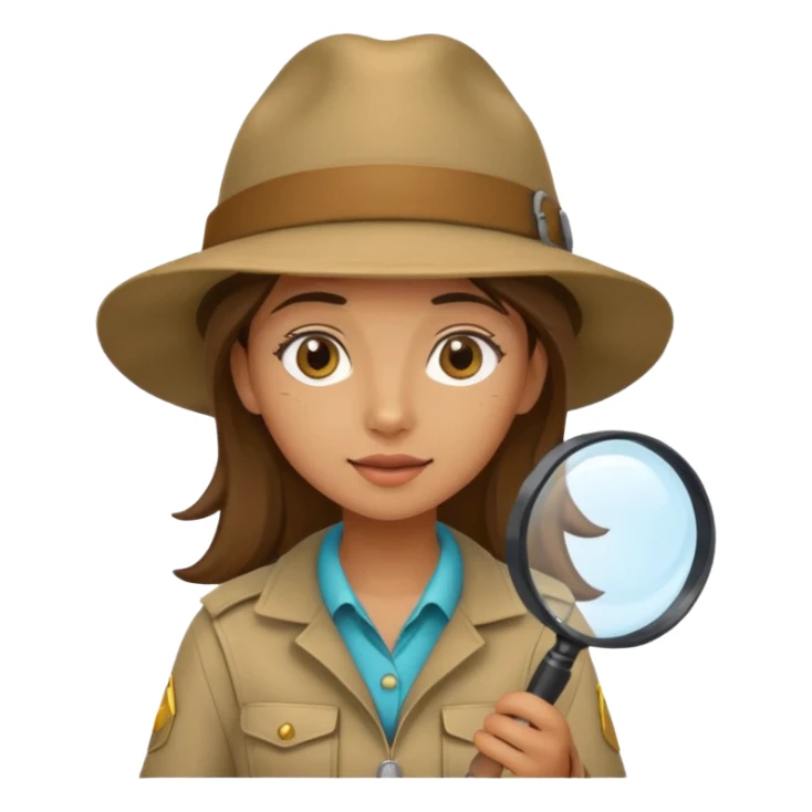 a young female explorer with magnifying glass sticker
