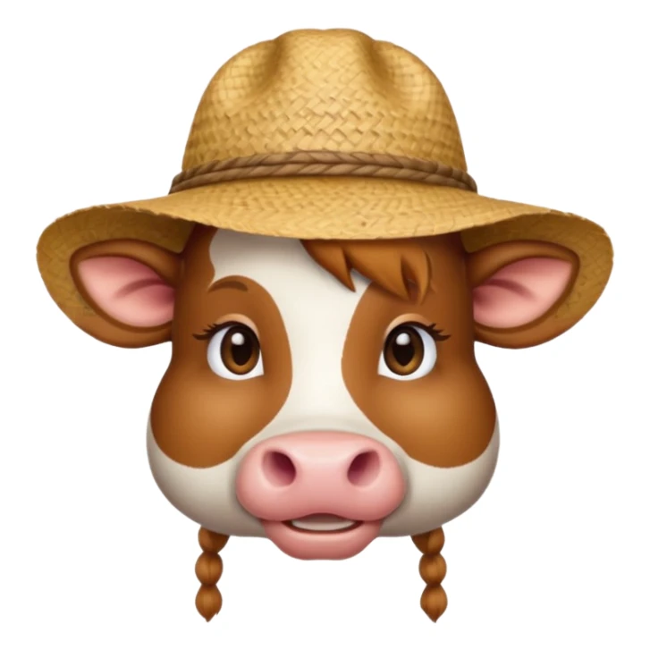 Girl cow with a small straw hat sticker