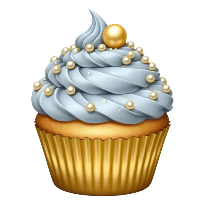 cupcake with silver frosting and gold pearls sticker