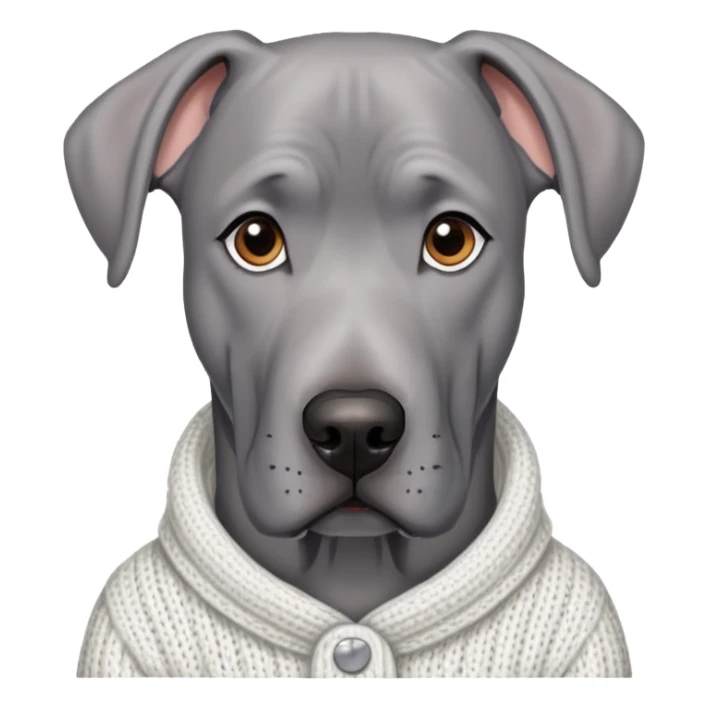  Realistic Grey Great Dane wearing a white knit sweater  sticker