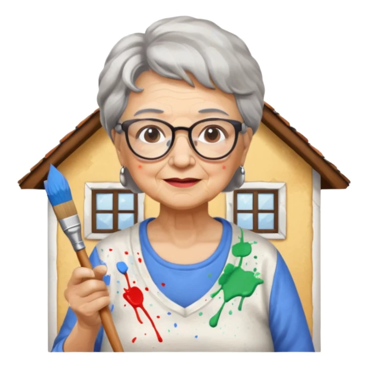 Grandma is painting an house sticker