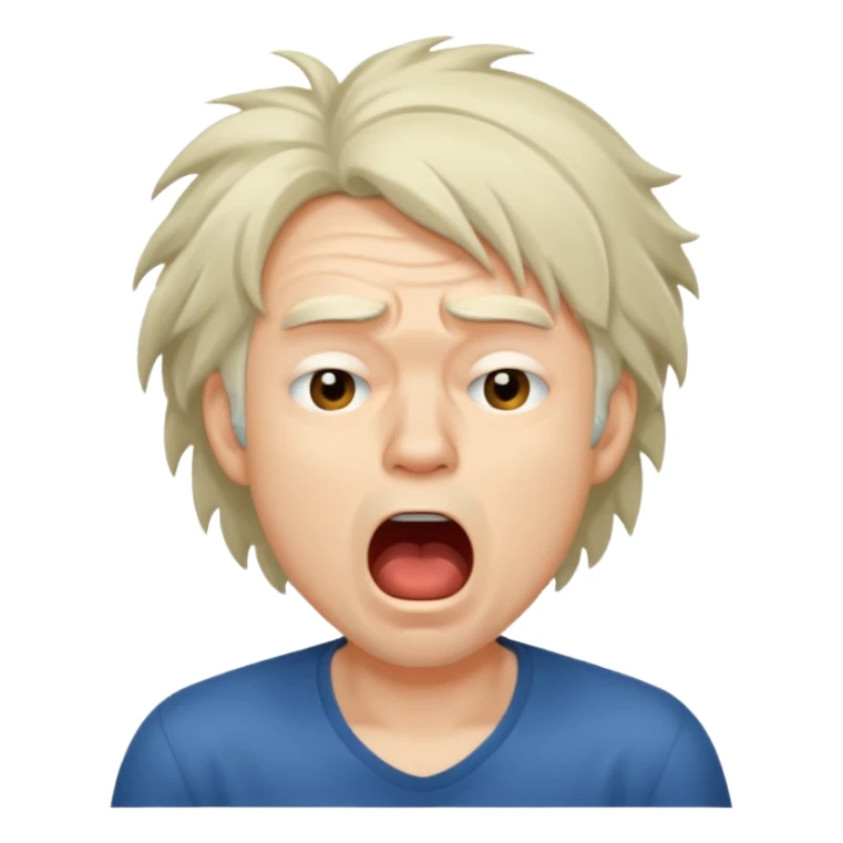 Weak man with disheveled hair yawning sticker
