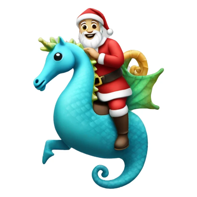 Santa riding a seahorse sticker