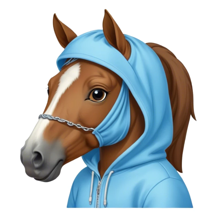 Horse with a baby blue huddie sticker