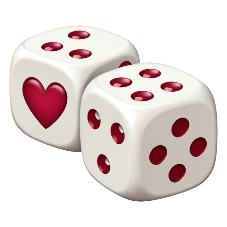 two dices in with burgundy red heart details sticker