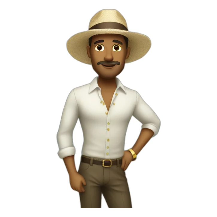 A man, elegant, a little crazy, on a desert island drinking cocktails sticker