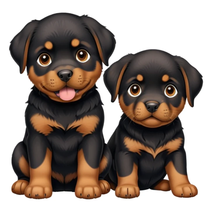 Rottweiler puppy with black Labrador puppy sticker