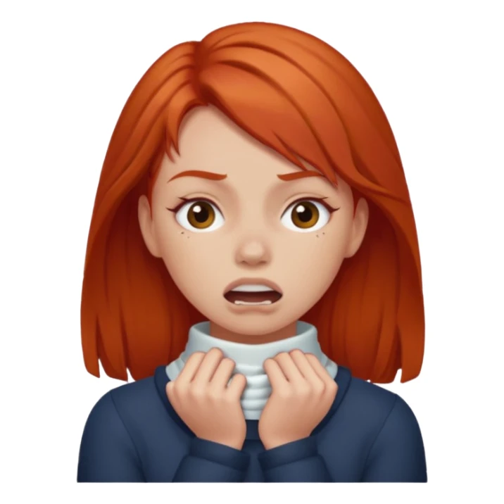 red head girl choking herself sticker