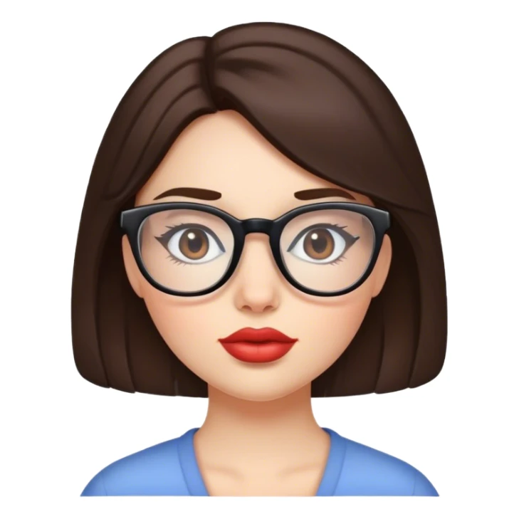 Brunette girl with fair skin and plump lips with glasses sticker