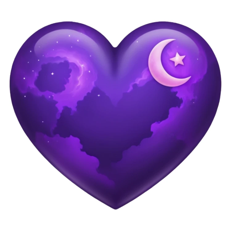 dark purple heart with a purple Moon sticker