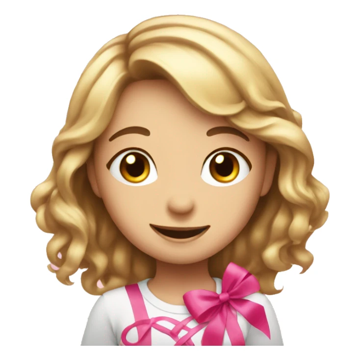 happy cute girl with pink ribbon  sticker