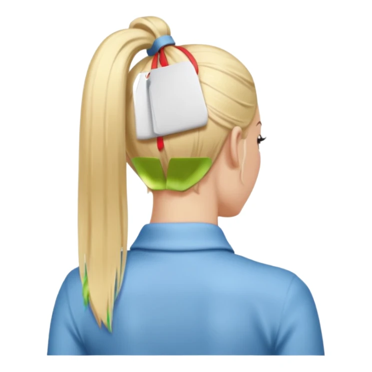 back view of a high blonde ponytail, straight hair sticker