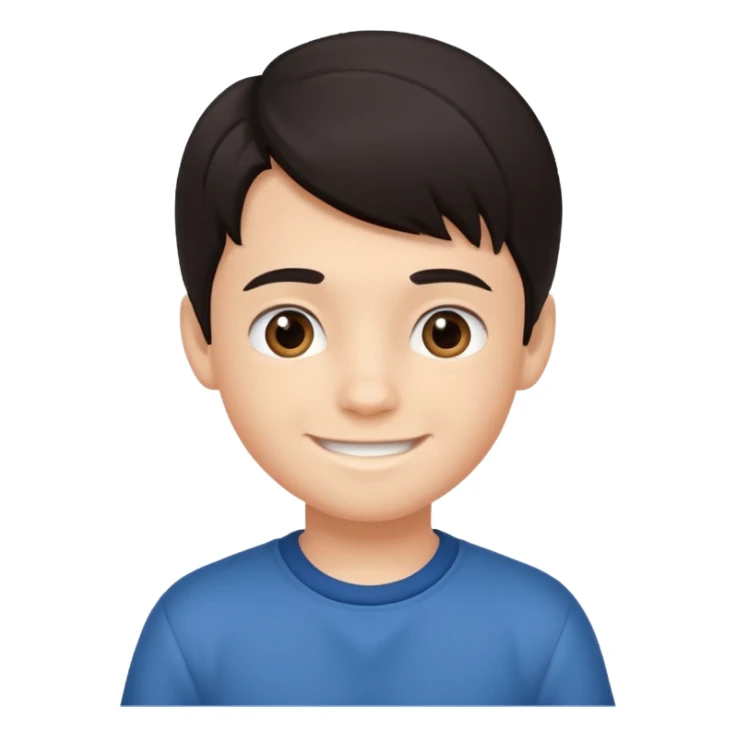 Little nice boy straight a student dark hair with smile sticker