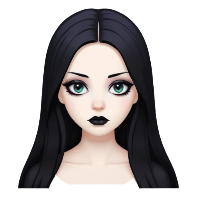 pretty long hair gothic baddie with eyeliner sticker