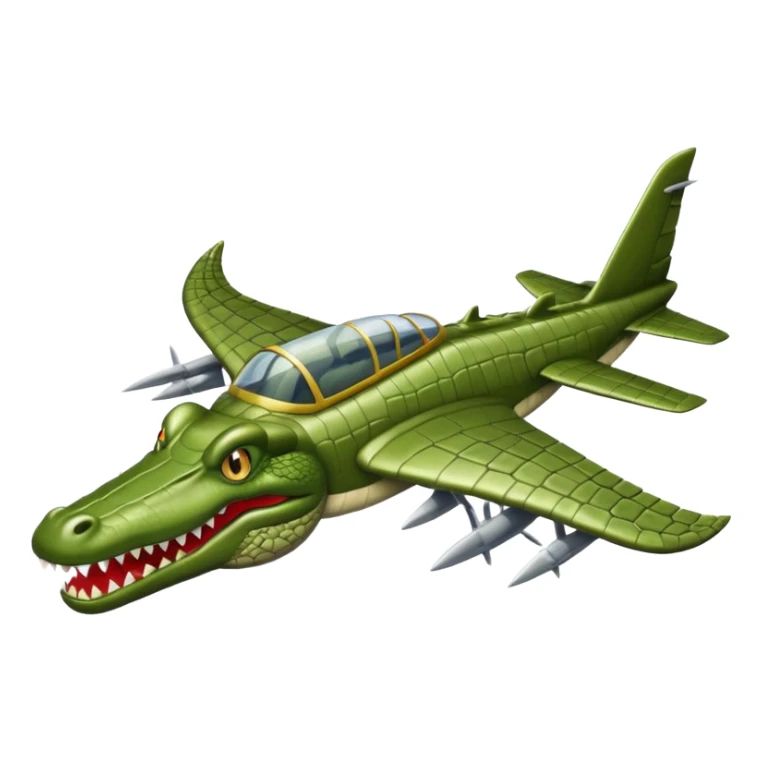 Un cocodrilo con cuerpo de avion de gerra sticker