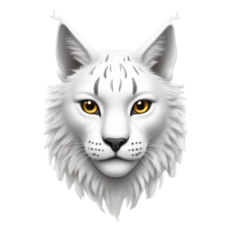 A white lynx face with cool white wings on its back sticker