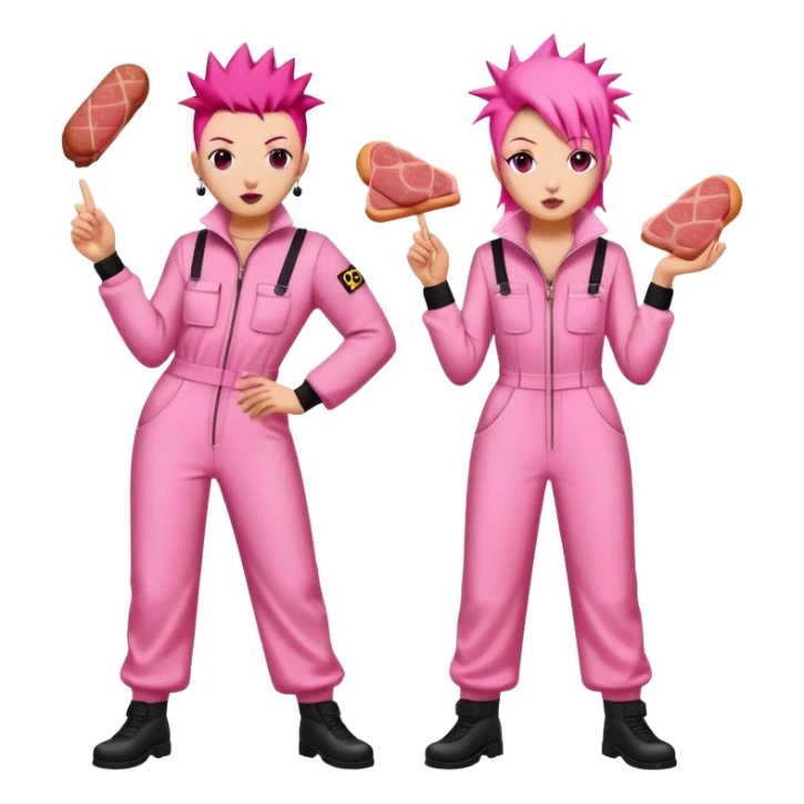 punk artists in pink jumpsuits protesting for spam meat as art sticker