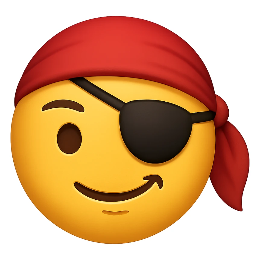 face with red pirate bandana emoji, digital illustration sticker