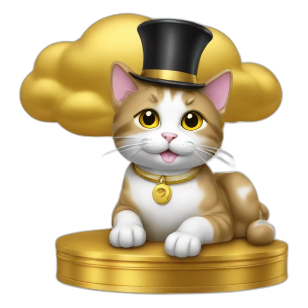 cat secretary sitting on top of the gold cloud sticker