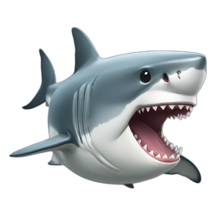 White Shark with dog in her mouth sticker