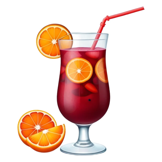 frozen sangria in a glass with fruit sticker