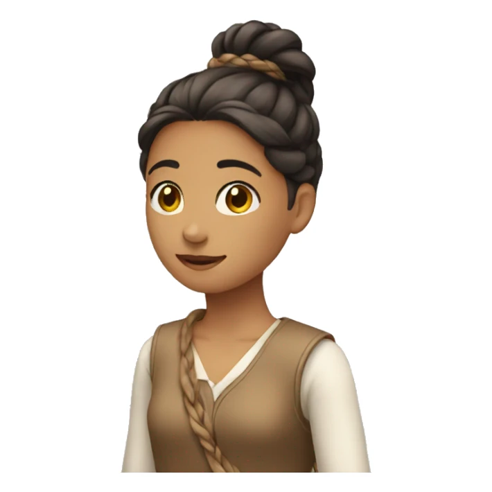 Girl with long braid over her shoulder going down to her waist  sticker