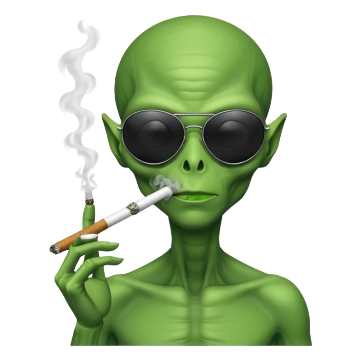 alien wearing sunglasses and smoking a joint sticker