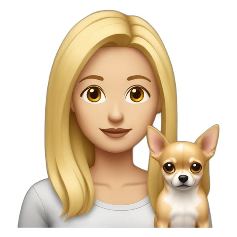 mujer con pelo muy corto rubio y su perro Chihuahua sticker