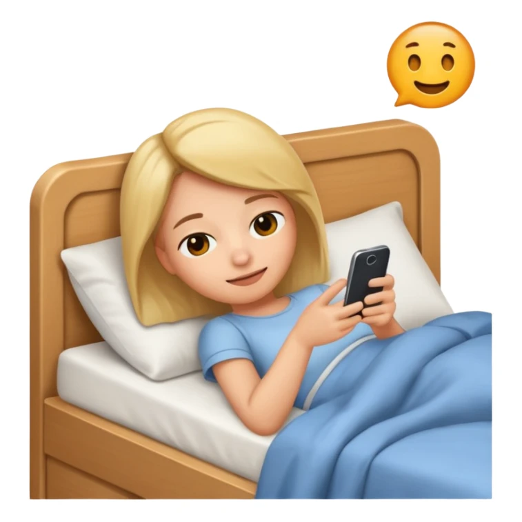 
emoticon of lying in bed and looking at phone sticker