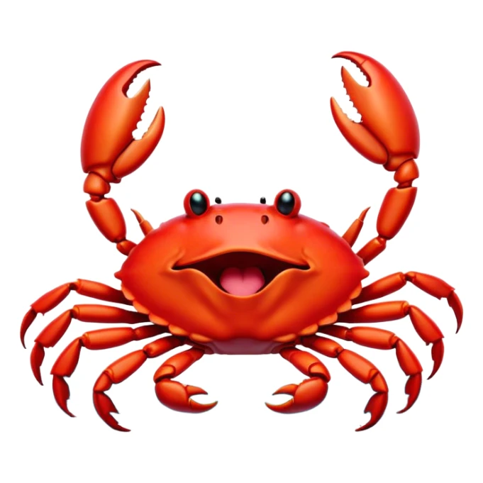 Cinematic Cute Yawning Red Crab Portrait Emoji, Head tilted slightly with a dramatic, wide-open yawn, showcasing a vivid, scarlet exoskeleton with softly drooping antennae and eyes half-closed in drowsy contentment, Simplified yet irresistibly adorable features, highly detailed, glowing with a soft, cozy oceanic glow, high shine, relaxed yet expressive, stylized with a dash of whimsical seaside charm, soft glowing outline, capturing the essence of a drowsy yet affectionate red crab that appears ready to scuttle out for a nap! sticker