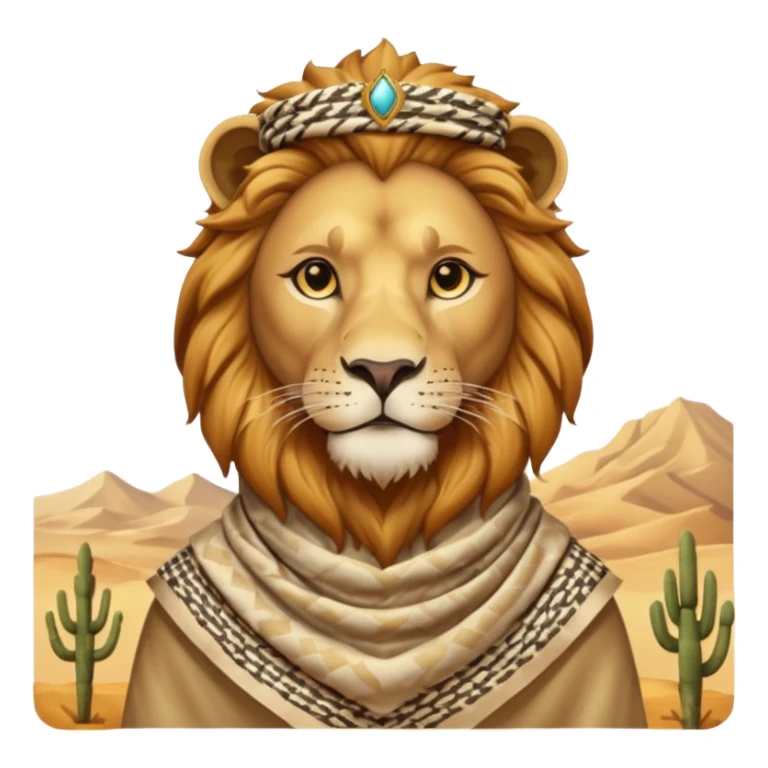 León con keffiyeh estilo rey árabe actual  sticker