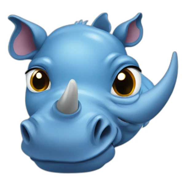 Blue rhino with love heart eyes cartoon sticker
