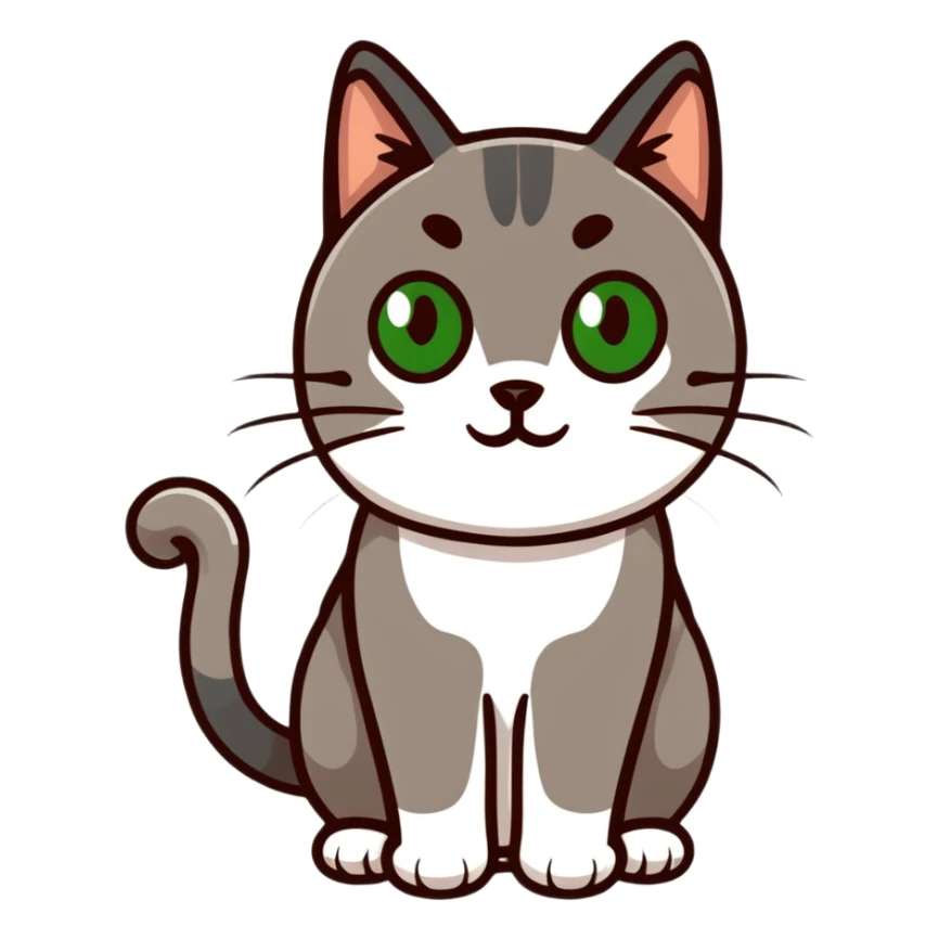 brownish gray cat with green eyes close together sticker