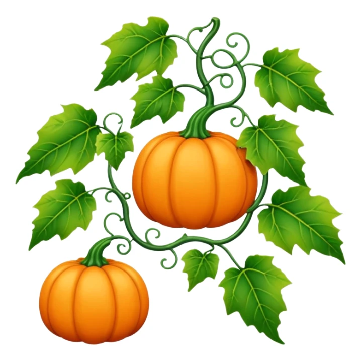 Orange autumn pumpkin with green vines and leaves sticker
