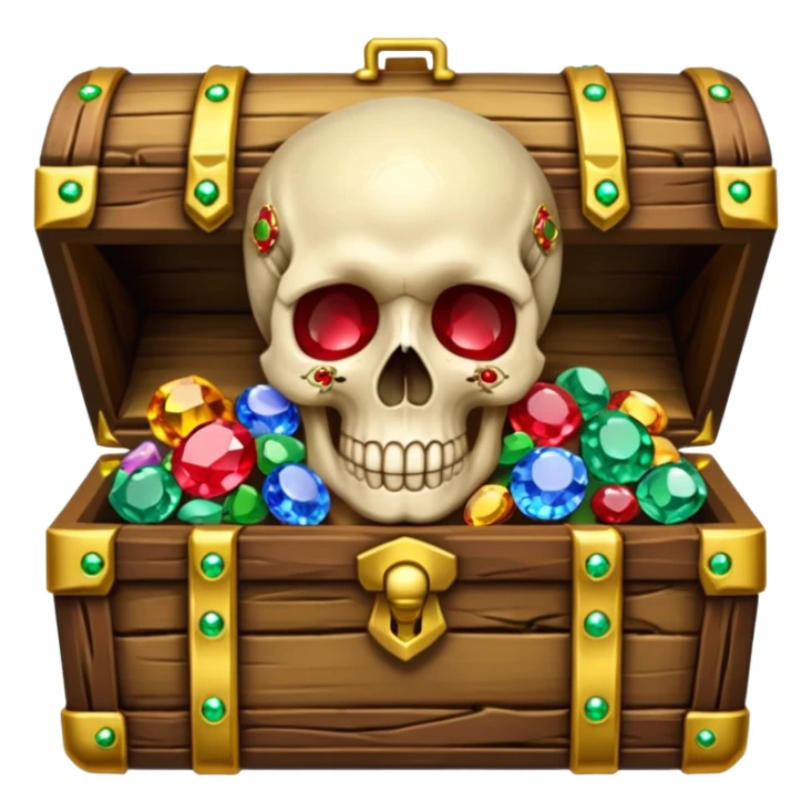 Human skull inlaid with gemstones in jungle treasure sticker