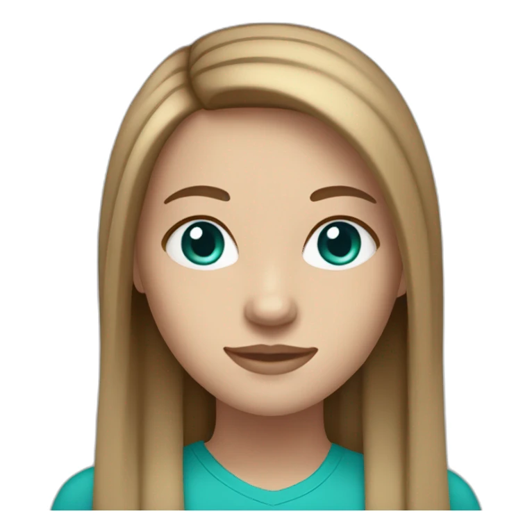 One white girl with long straight light brown hair and turquoise eyes sticker