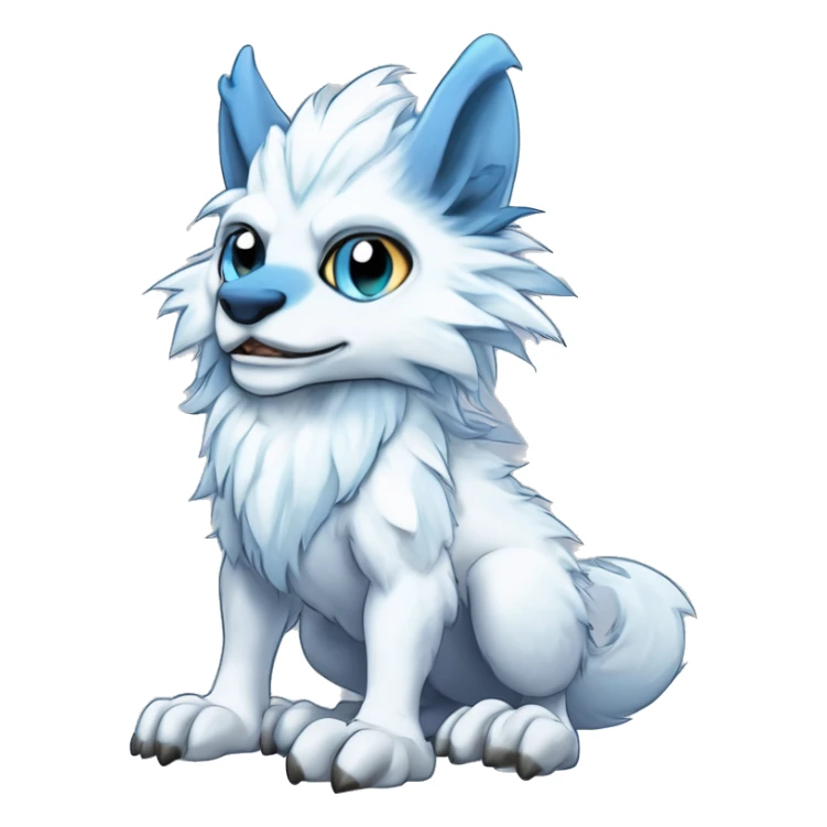 Cute Protogen-vernid-sergal-wickerbeast-fantasy-animal-fursona griffsnuff & LiLaiRa & Falvie full body white and light blue fur with white outline sticker