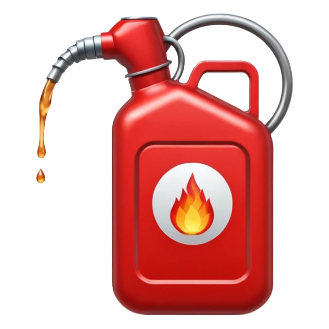 red gasoline canister plain pouring drops of diesel sticker