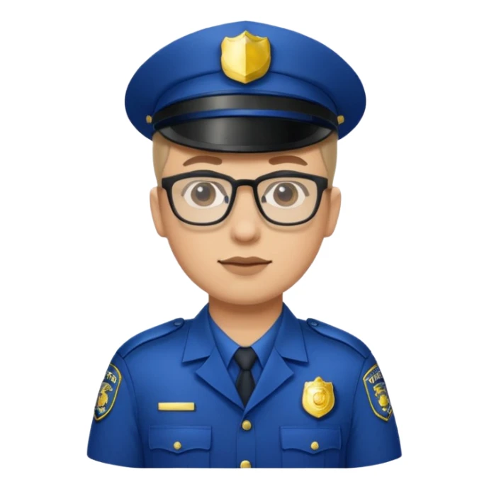 police officer man with glasses, wearing uniform sticker