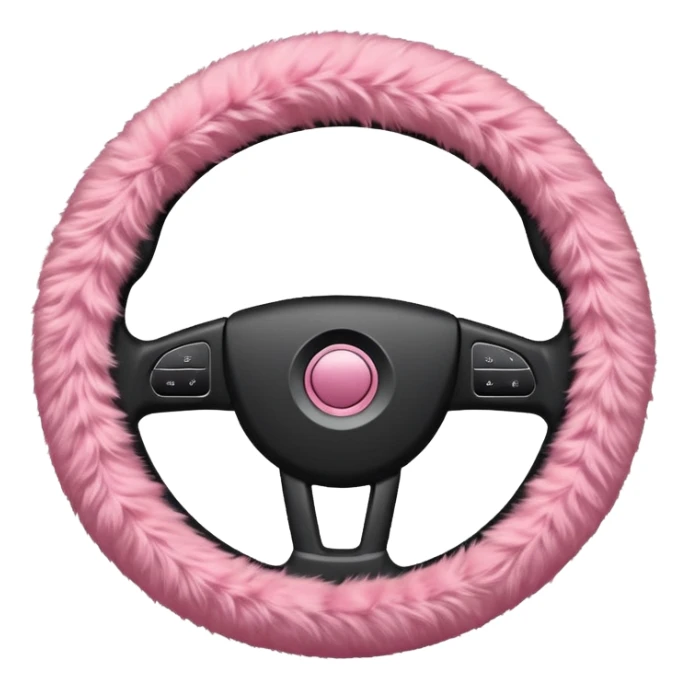 steering wheel with fluffy pink cover sticker