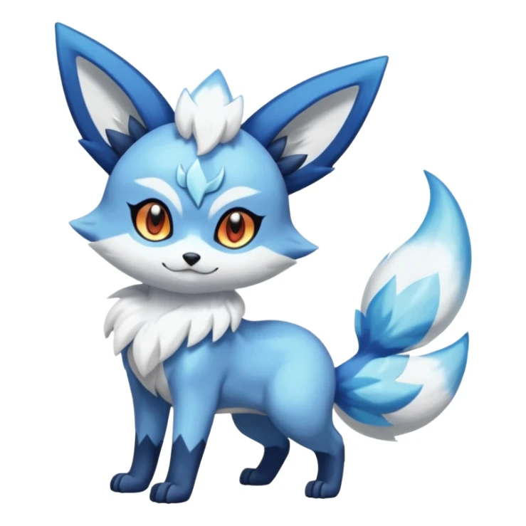 Glaceon-Fennekin-Meowstic-Fakémon-hybrid-creature (full body)  sticker