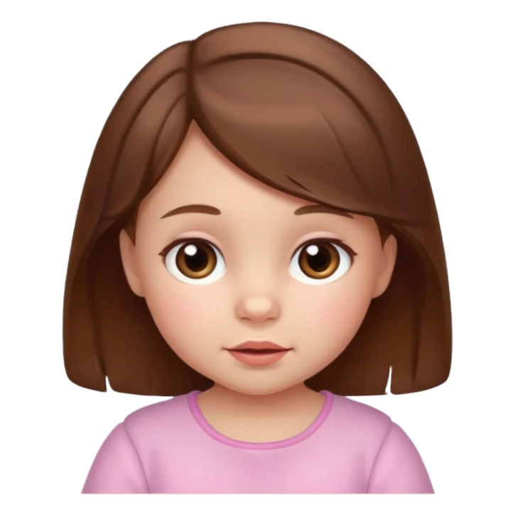 create a baby girl emoji from the 60. with brown hair sticker