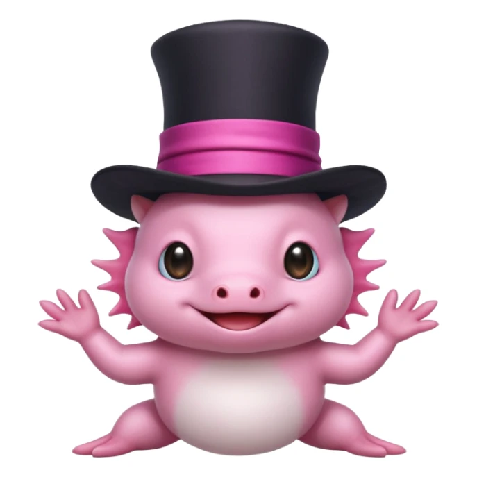 white axolotl with magician hat sticker