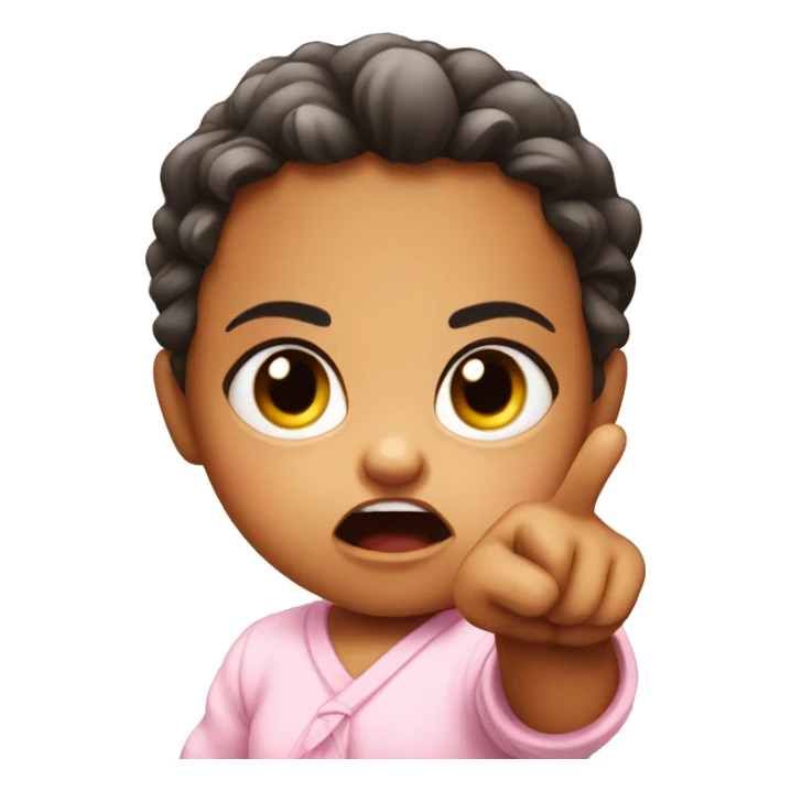 angry baby girl pointing with hand sticker